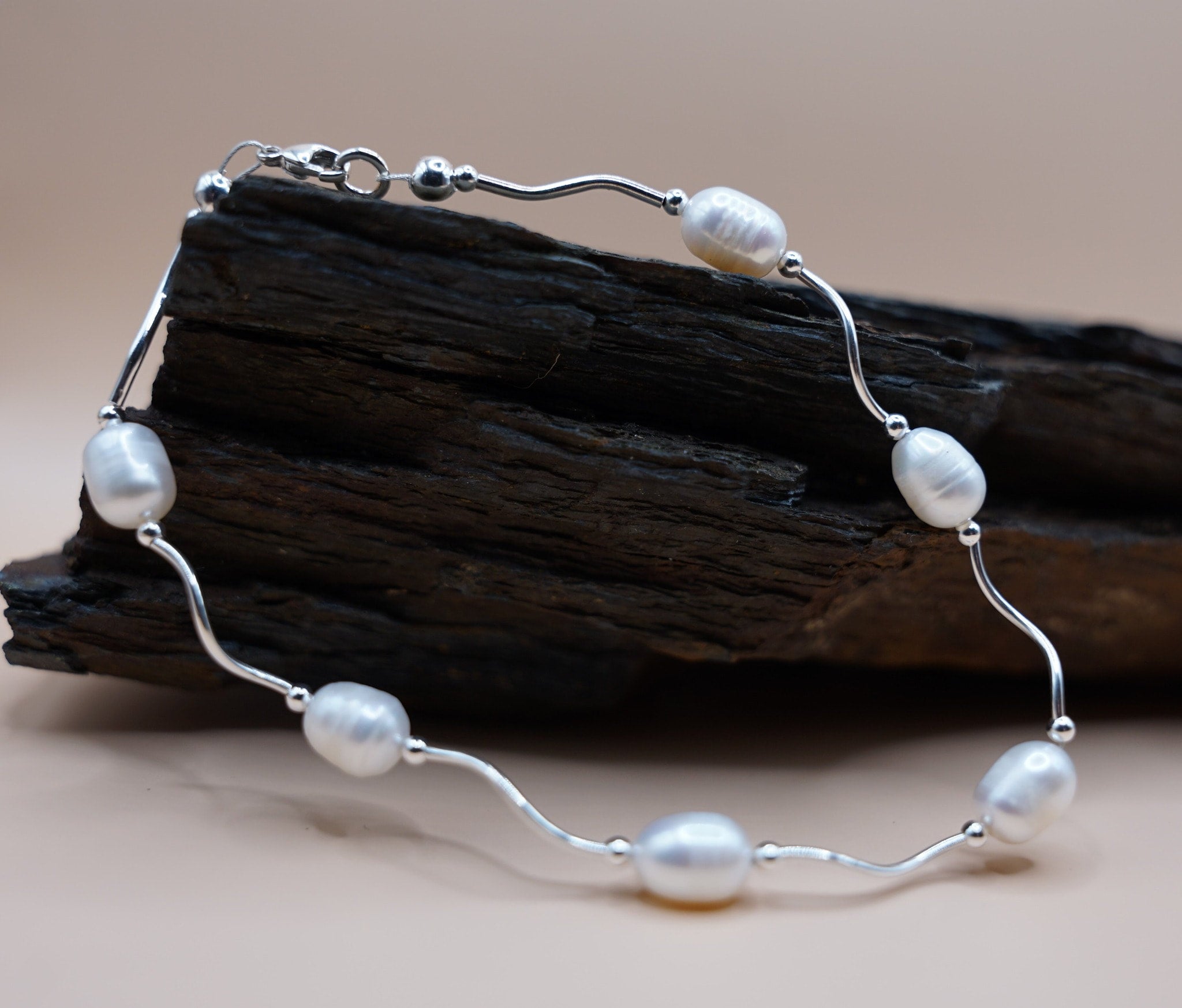 Sterling silver clearance freshwater pearl bracelet